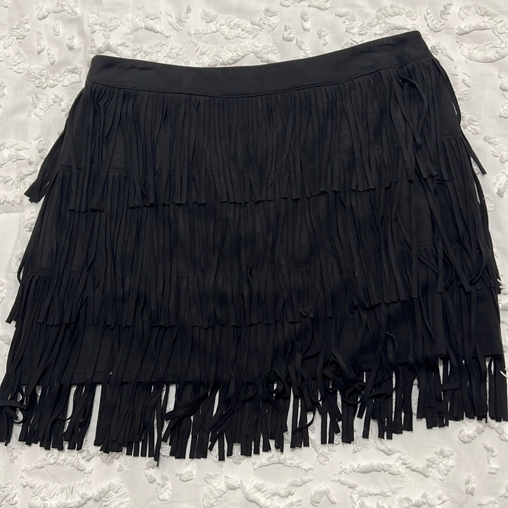 black fringe skirt